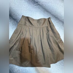 BCBGMaxazria Brown Taupe Flare‎ A-Line Pocket Sheen Luxe Casual Safari Skirt 4 S